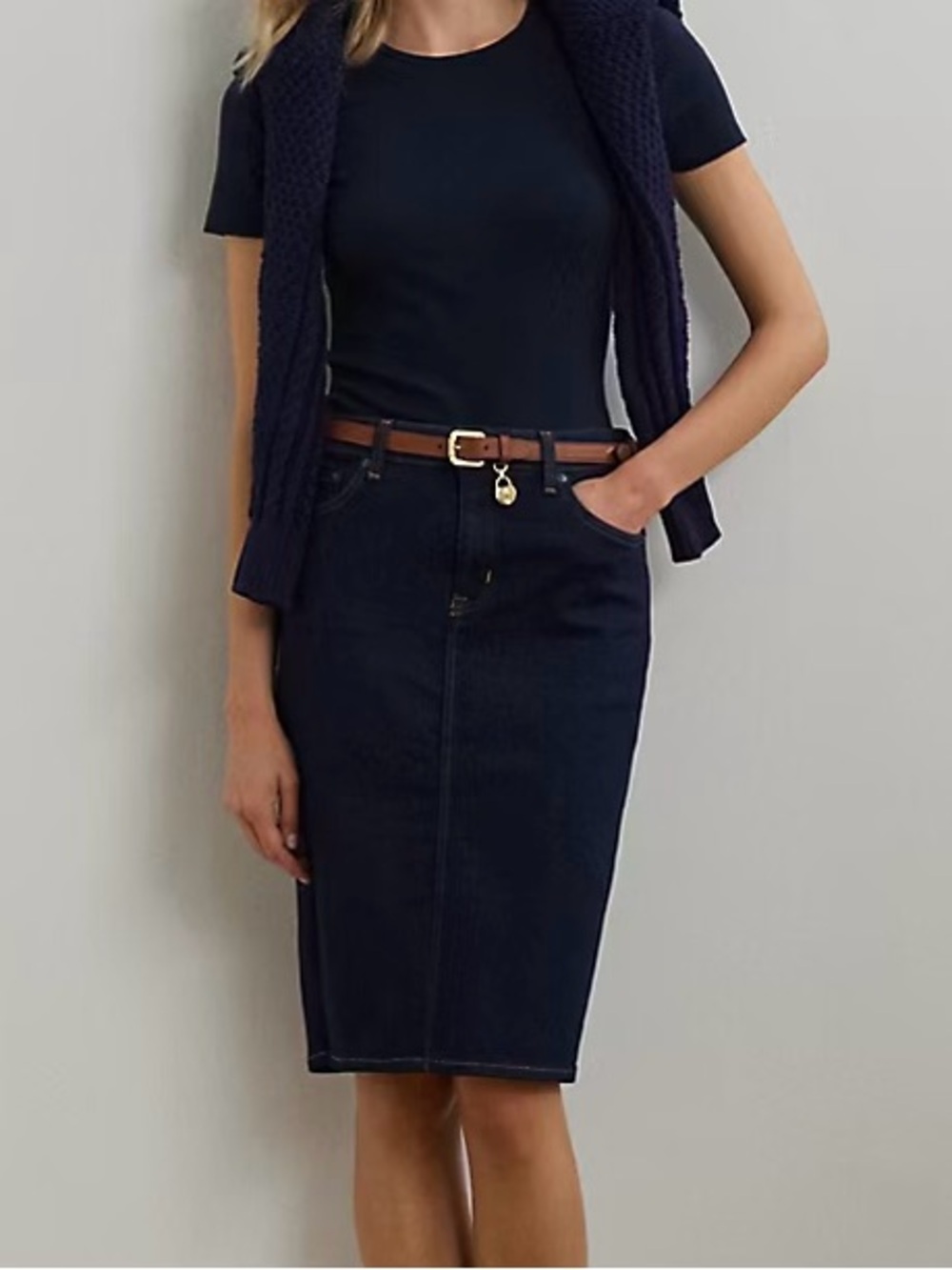 NWT Lauren Ralph Lauren Dark Indigo Denim Skirt - Picture 9 of 9
